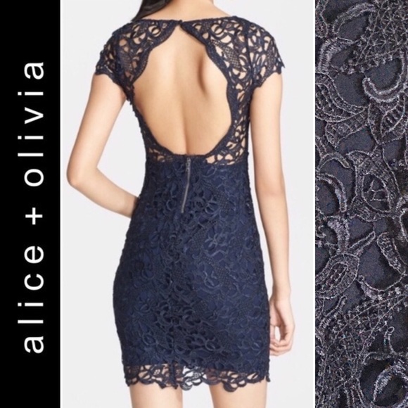 Alice + Olivia Dresses & Skirts - Alice + Olivia blue lace cap sleeve sheath dress 2